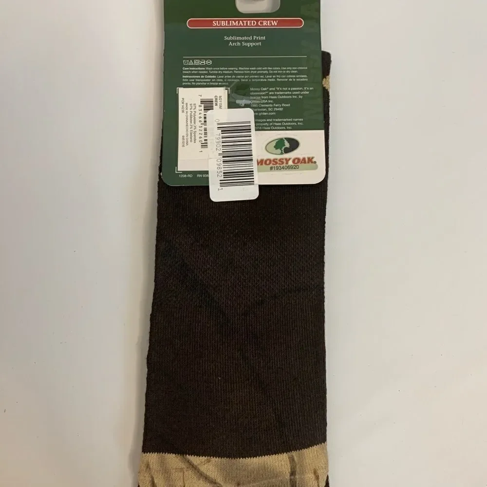 Mossy Oak Sublimated Crew Socks with Arch Support